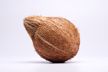 Closeup of a coconut on a isolated white background