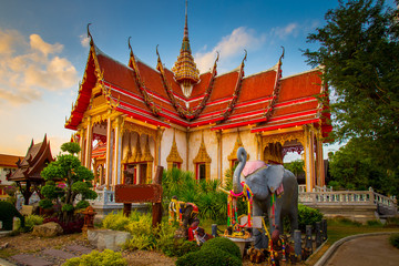 Thailand. Phuket. Buddhist temple. Phuket Island. Colorful view of Phuket. Buddhism. The building...