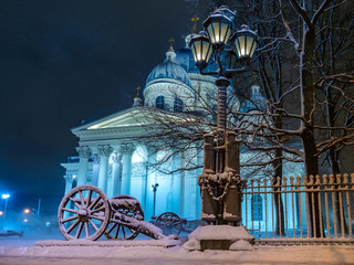 Petersburg winter evening. Churches Of St. Petersburg. Trinity Cathedral in St. Petersburg. Russia....
