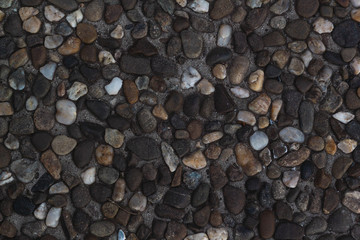 texture of small pebble stones paving