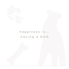 Vector minimal background for a pet related topic. Vector hand drawn objects. A dog, a bone and a paw print.