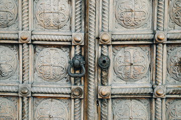 Traditional pattern door at Alexander Nevsky Cathedral in Sofia, Bulgaria