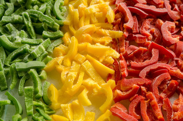 Peppers slices frozen of three colors 