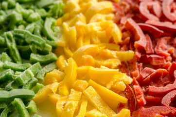 Peppers slices frozen of three colors 