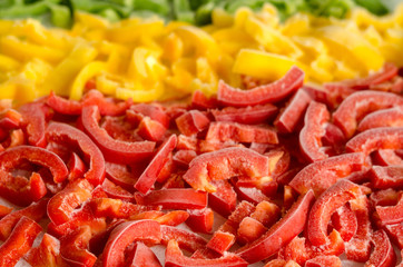 Peppers slices frozen of three colors 