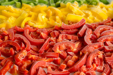 Peppers slices frozen of three colors 