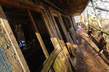 Damaged boathouse at the swamps