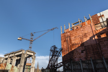 Fototapeta na wymiar Abandoned construction site angle shot