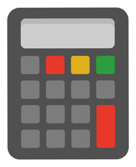 Mechanical device for calculating numbers, isolated machinery. Calculator icon closeup, technology for estimation, estimator flat. School calculate accessory. Office object. Stationery for mathematics