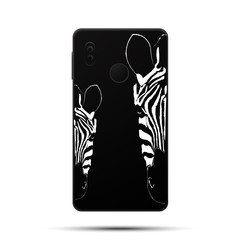 black smartphone case with a zebra head on a white background