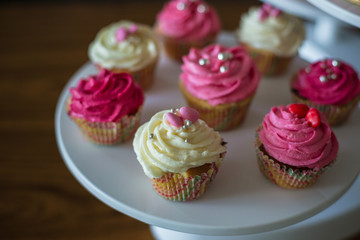 Plate with Cupcakes in the coffee house