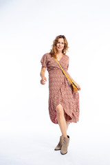 Beautyfull woman in Studio in Modern autum fashion