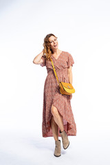 Beautyfull woman in Studio in Modern autum fashion