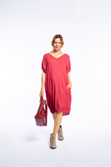 Beautyfull woman in Studio in Modern autum fashion