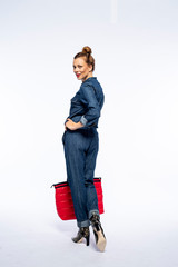 Beautyfull woman in Studio in Modern autum fashion