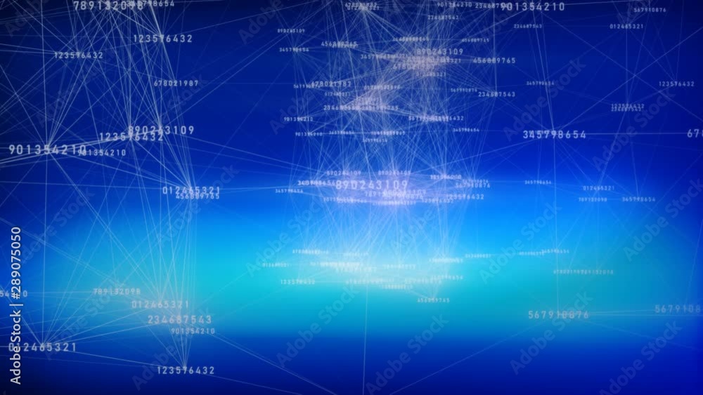 Poster computer cloud system concept. digital numbers connected each other altogether on the blue backgroun