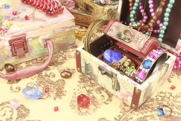 Beads on the background of stones.