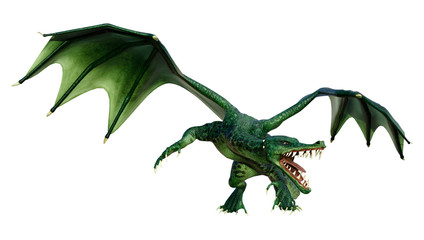 3D Rendering Fairy Tale Dragon on White