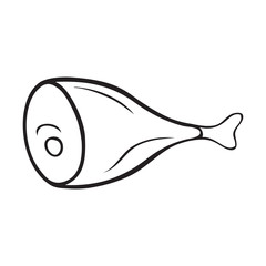 Black and white vector icon of leg of ham