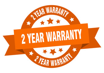 2 year warranty ribbon. 2 year warranty round orange sign. 2 year warranty