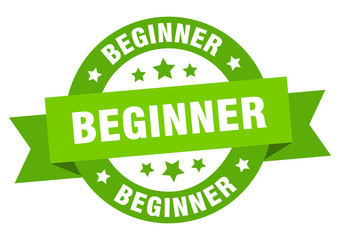beginner ribbon. beginner round green sign. beginner