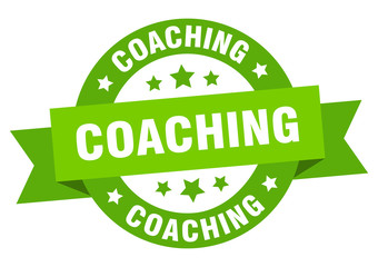 coaching ribbon. coaching round green sign. coaching