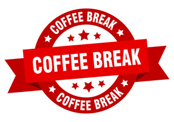 coffee break ribbon. coffee break round red sign. coffee break