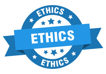 ethics ribbon. ethics round blue sign. ethics