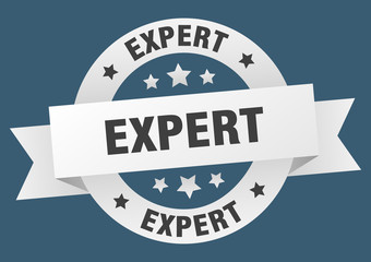 expert ribbon. expert round white sign. expert