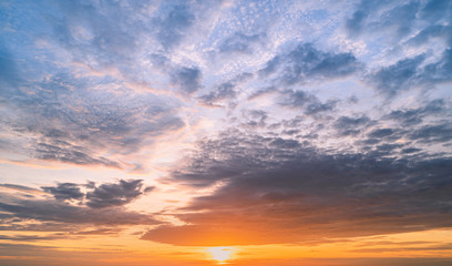 Landscape Sunset sky with clouds background.