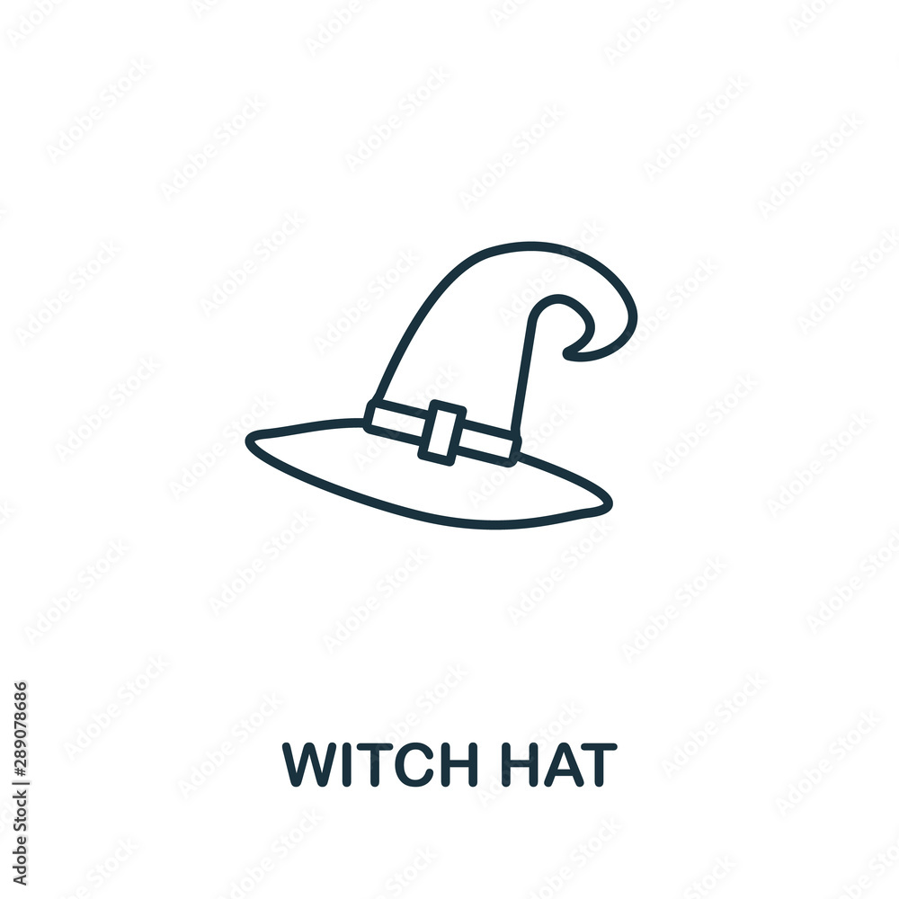 Poster witch hat outline icon. thin line style from halloween icons collection. pixel perfect simple elemen