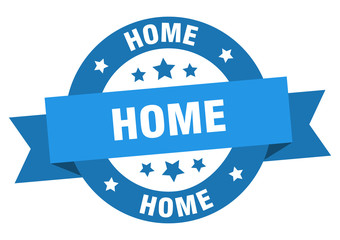 home ribbon. home round blue sign. home