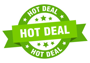 hot deal ribbon. hot deal round green sign. hot deal