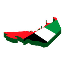 Map United Arab Emirates isometric . Map UAE.