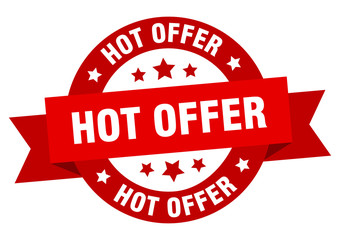 hot offer ribbon. hot offer round red sign. hot offer