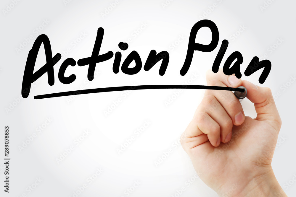 Poster action plan text with marker