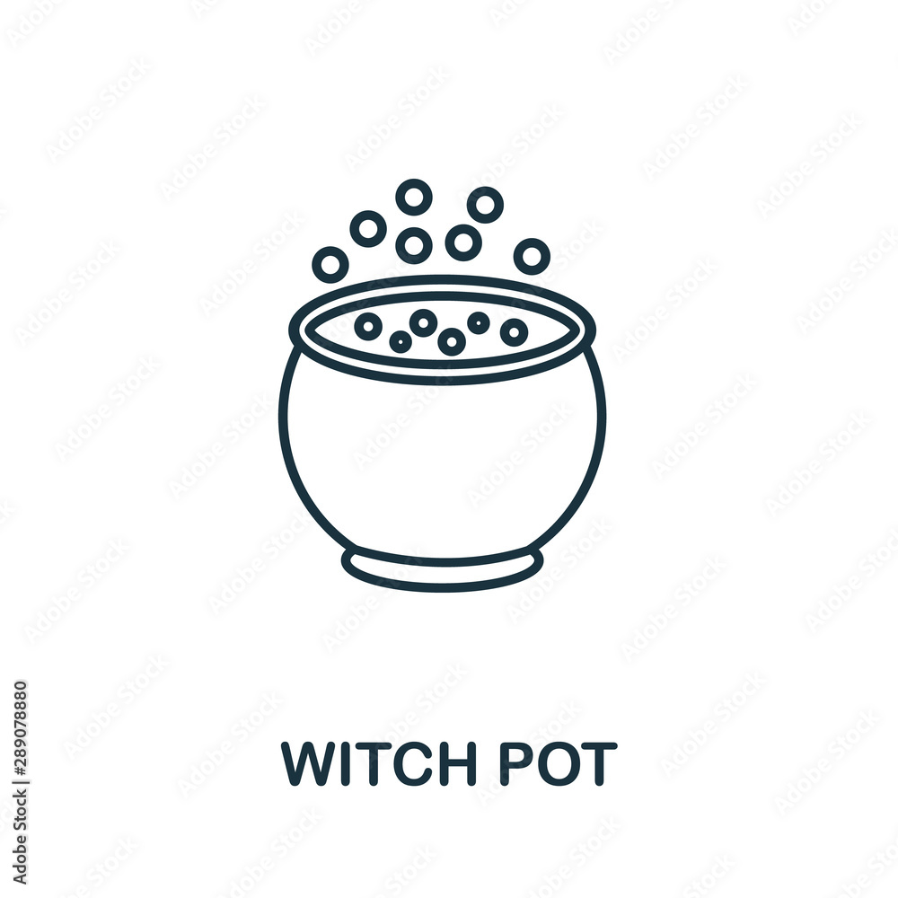 Poster witch pot outline icon. thin line style from halloween icons collection. pixel perfect simple elemen