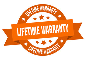 lifetime warranty ribbon. lifetime warranty round orange sign. lifetime warranty