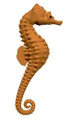 Polygonal seahorse isolated on a white background. Side view. 3D. Vector illustration.