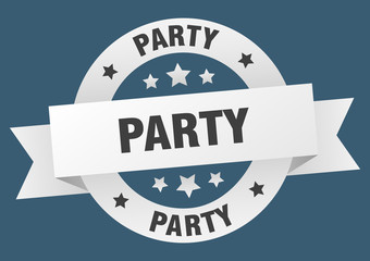 party ribbon. party round white sign. party