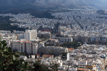 Panorama of the city of Athens from Lycabettus hill, Greece