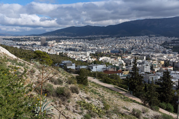 Panorama of the city of Athens from Lycabettus hill, Greece