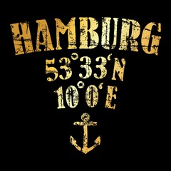 Hamburg Koordinaten Anker (Vintage Gold)
