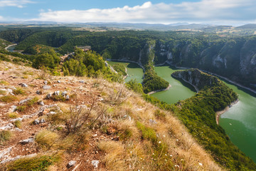 Fototapeta na wymiar Beautiful view on viewpoint Molitva (Prayer), Uvac Special Nature Reserve, southwest Serbia