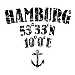 Hamburg Koordinaten Anker (Vintage Schwarz)