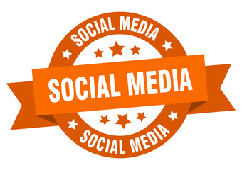 social media ribbon. social media round orange sign. social media