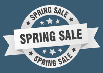 spring sale ribbon. spring sale round white sign. spring sale