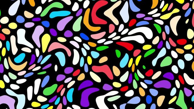 Moving random wavy texture. Psychedelic animated abstract curved shapes. Looping footage.