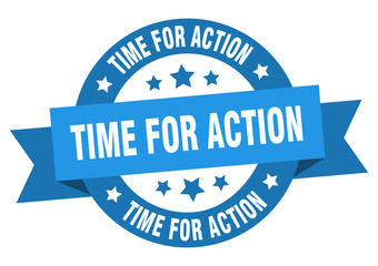 time for action ribbon. time for action round blue sign. time for action
