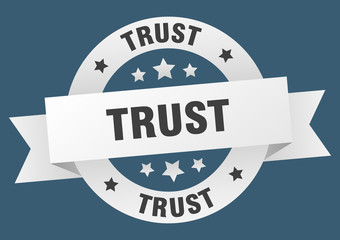 trust ribbon. trust round white sign. trust